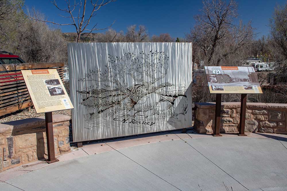 This photo shows the new signage next to the creek and new bridge. Success Stories from the Manitou Springs Urban Renewal Authority. This photo shows the new signage next to the creek and new bridge. Success Stories from the Manitou Springs Urban Renewal Authority.